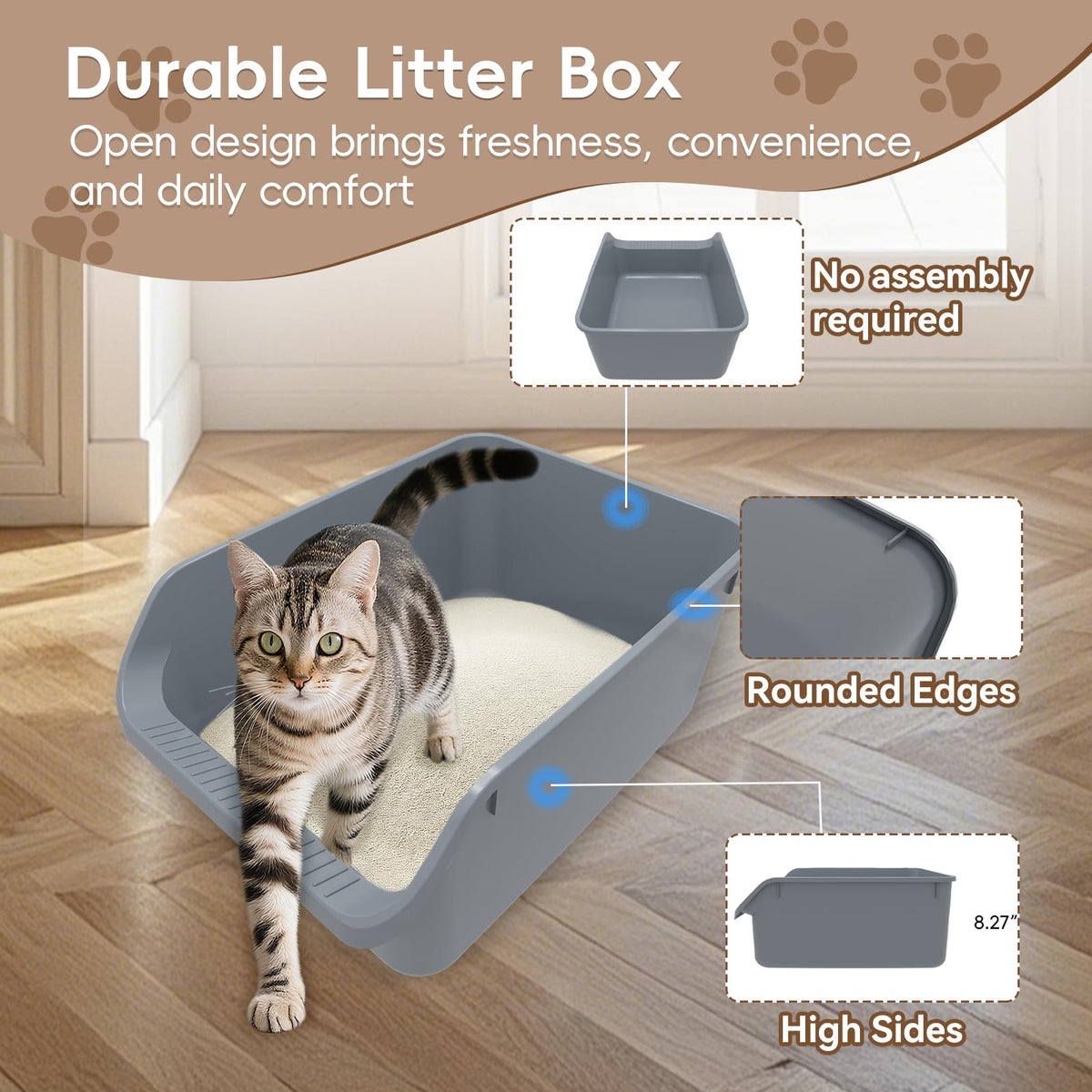 Large High Sided Plastic Cat Litter Box C786975