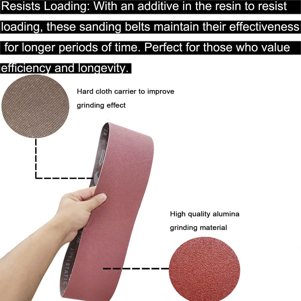 9 PCS 4" x 36" Aluminum Oxide Sander Belts 40 80 120 Grit A584