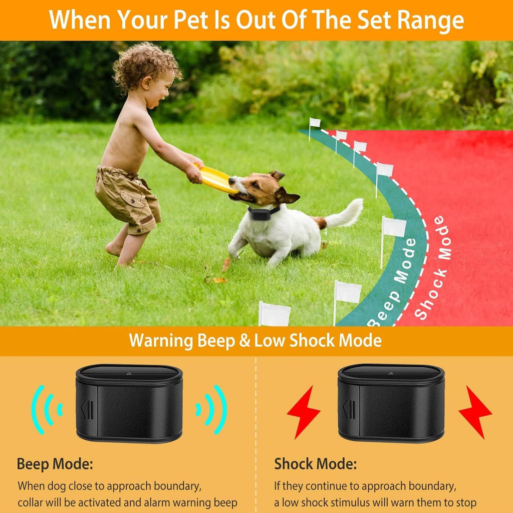 Electronic Dog Fence, In-ground/Aboveground Pet Containment System, Waterproof Training Collar P104