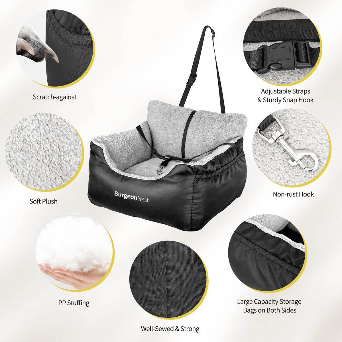Dog Car Seat for Small Dogs & Cats Under 25 lbs, Black R536