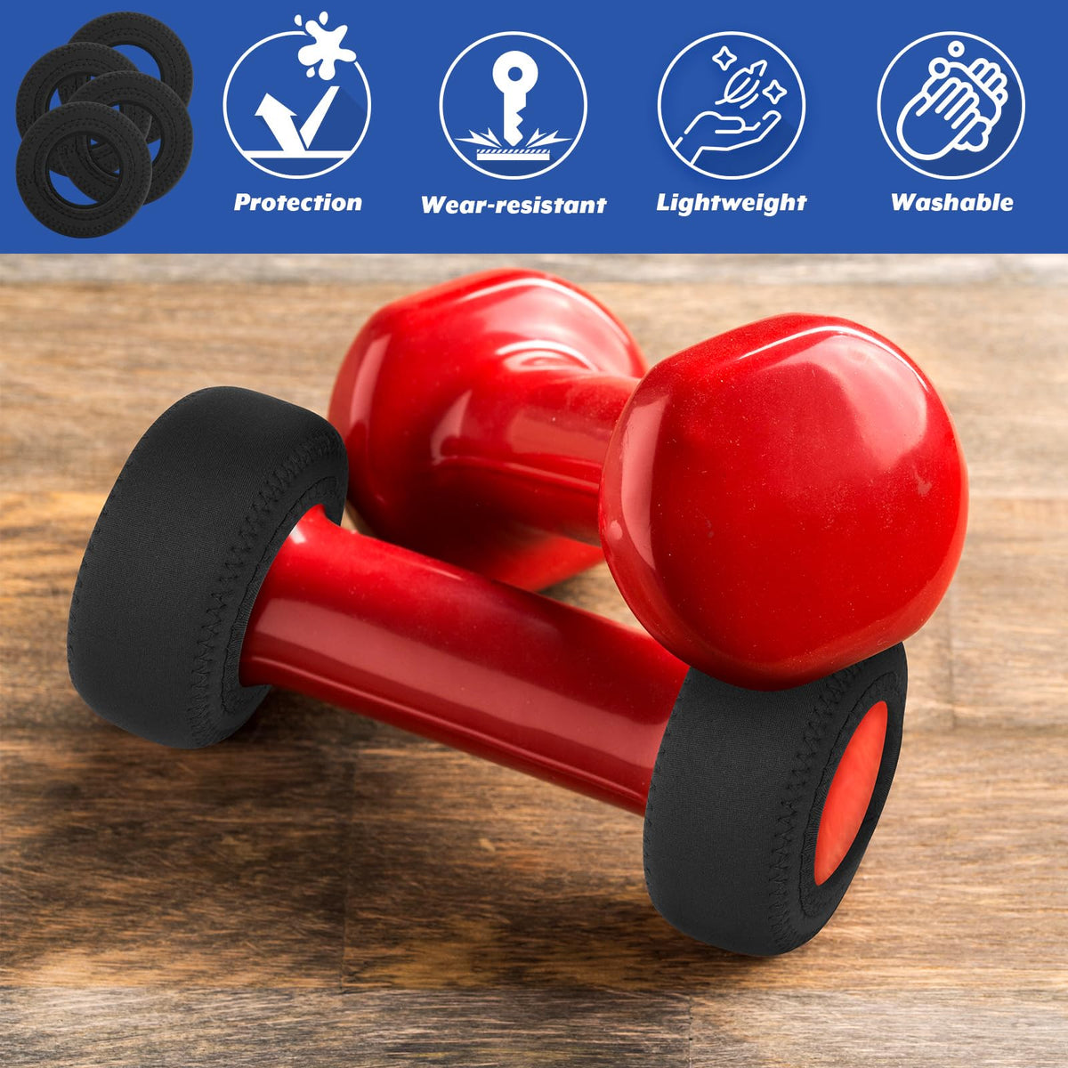 4 Pcs Neoprene Dumbbell Head Ends Protector Cover E179