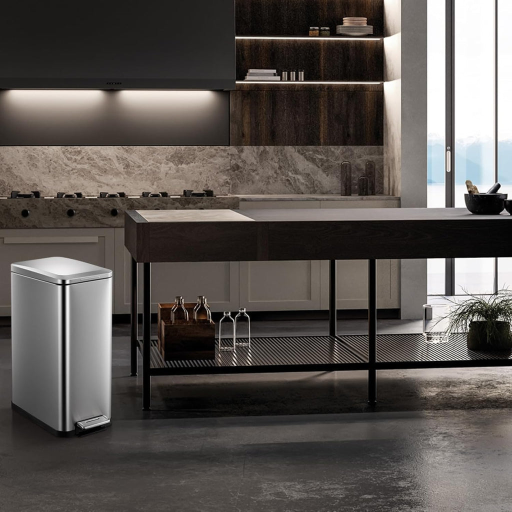 50L Slim Stainless Steel Kitchen Trash Can W630729