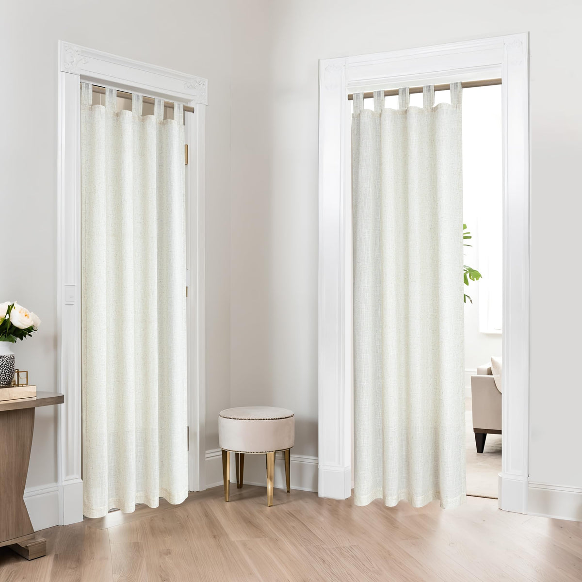78 Inch Sheer Linen Curtains, 52" W x 78" L 2 Panels Set, Cream D7613