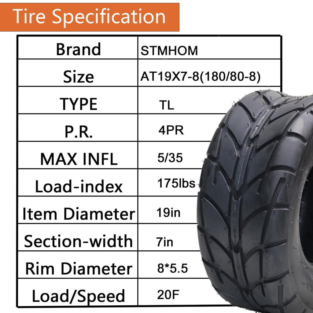 Pack of 2 19x7-8 Off-Road ATV/UTV Tires H1421