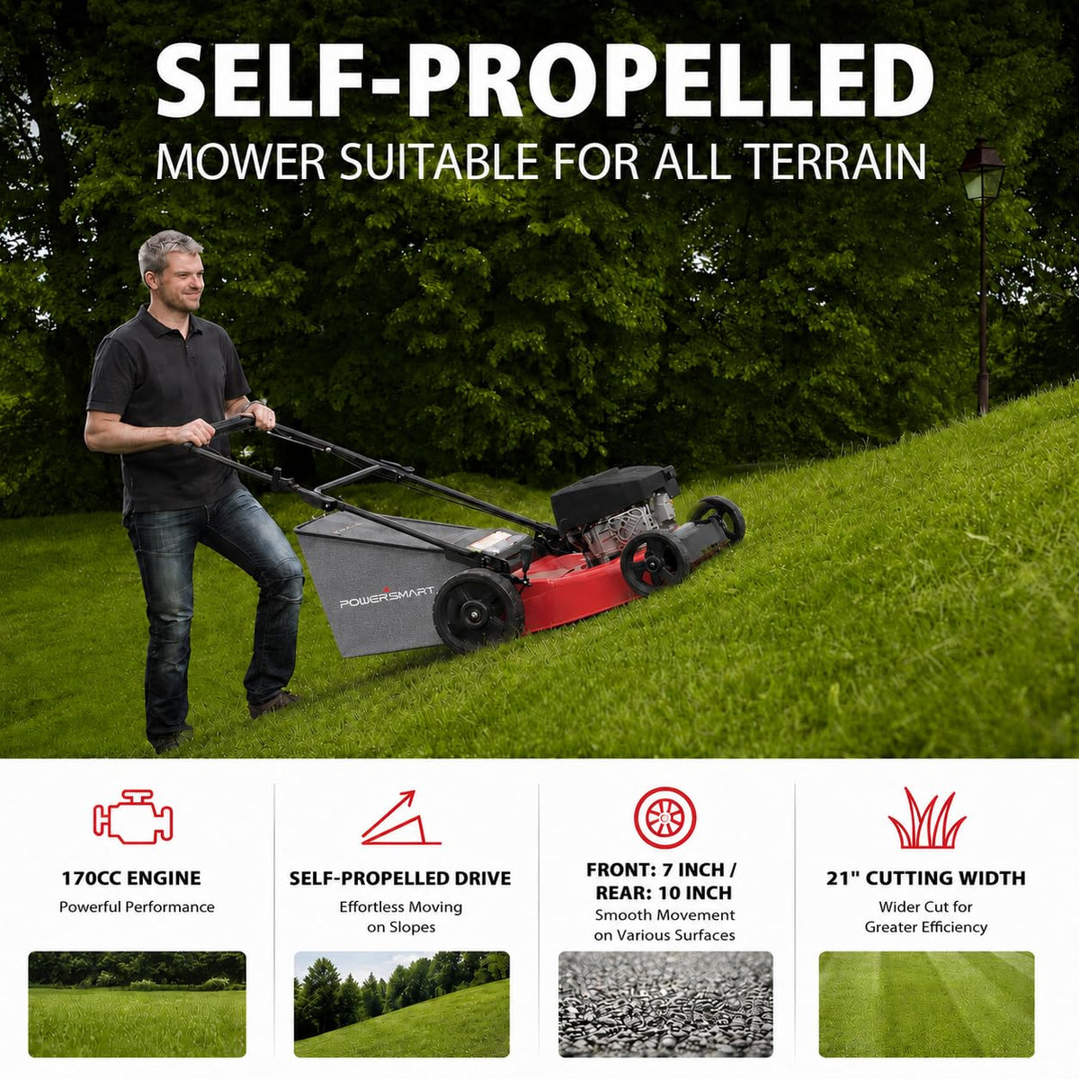 21-Inch 3-in-1 Gas Self-Propelled Lawn Mower I368