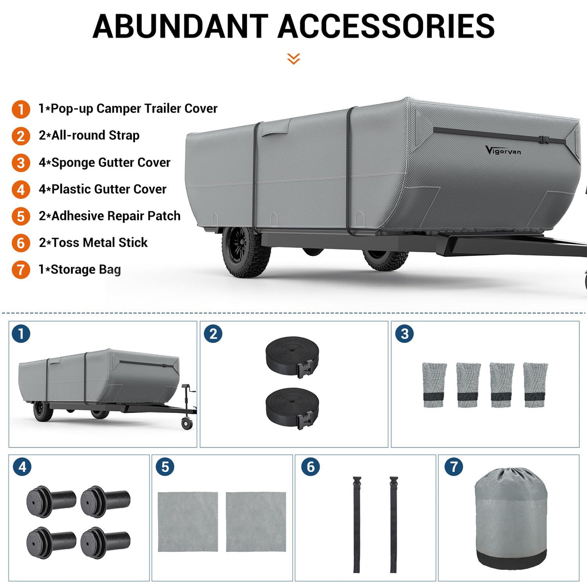 Folding Camper Cover Fits 10'-12' Trailers W111397