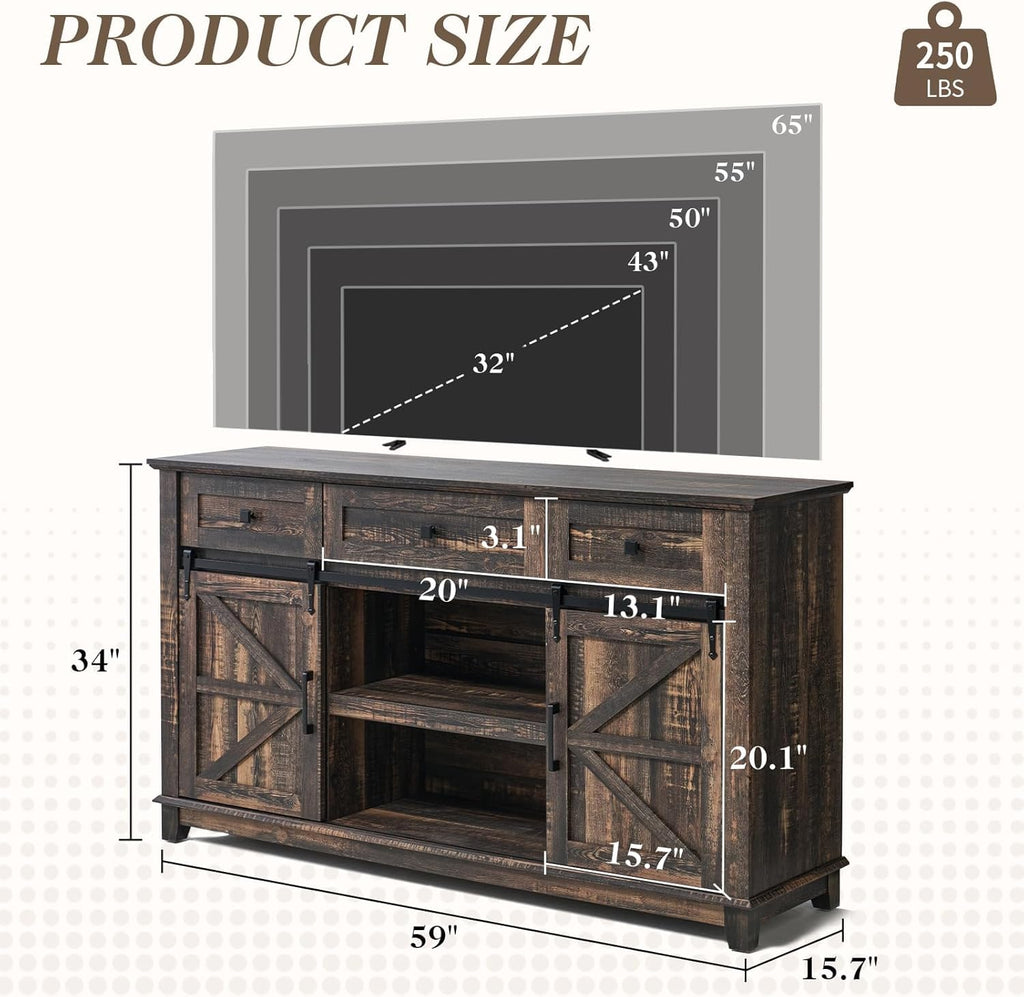 4 Piece Farmhouse Living Room Table Set with TV Stand Coffee Table and End Tables P748