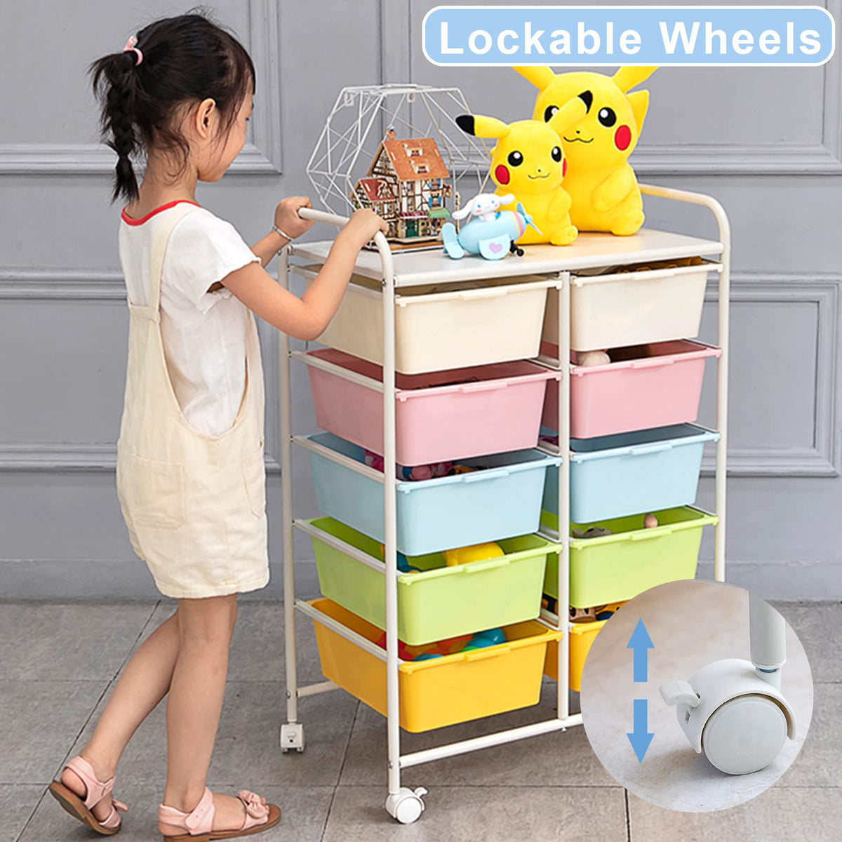 10 Drawers Rolling Plastic Storage Cart with Metal Frame U160