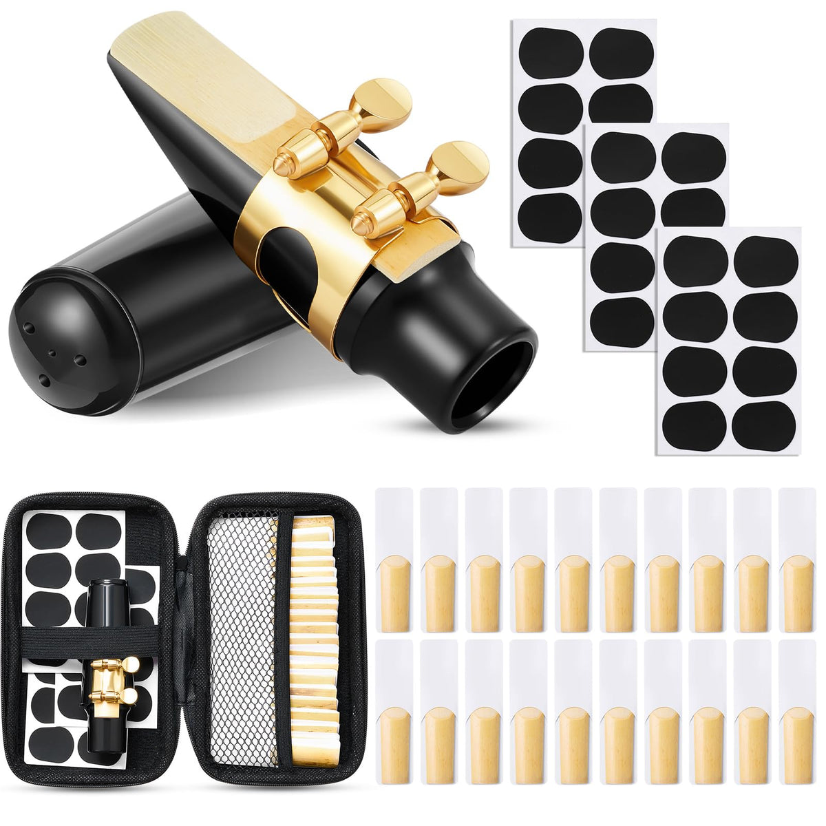49 Pcs Alto Saxophone Replacement Kit with Mouthpiece Reeds Storage Case U5001