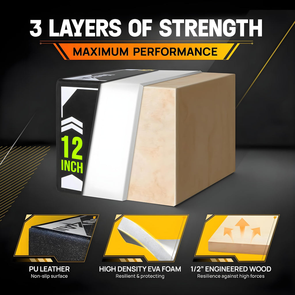 3-in-1 Soft-Padded Plyo Box with Wooden Core U4144