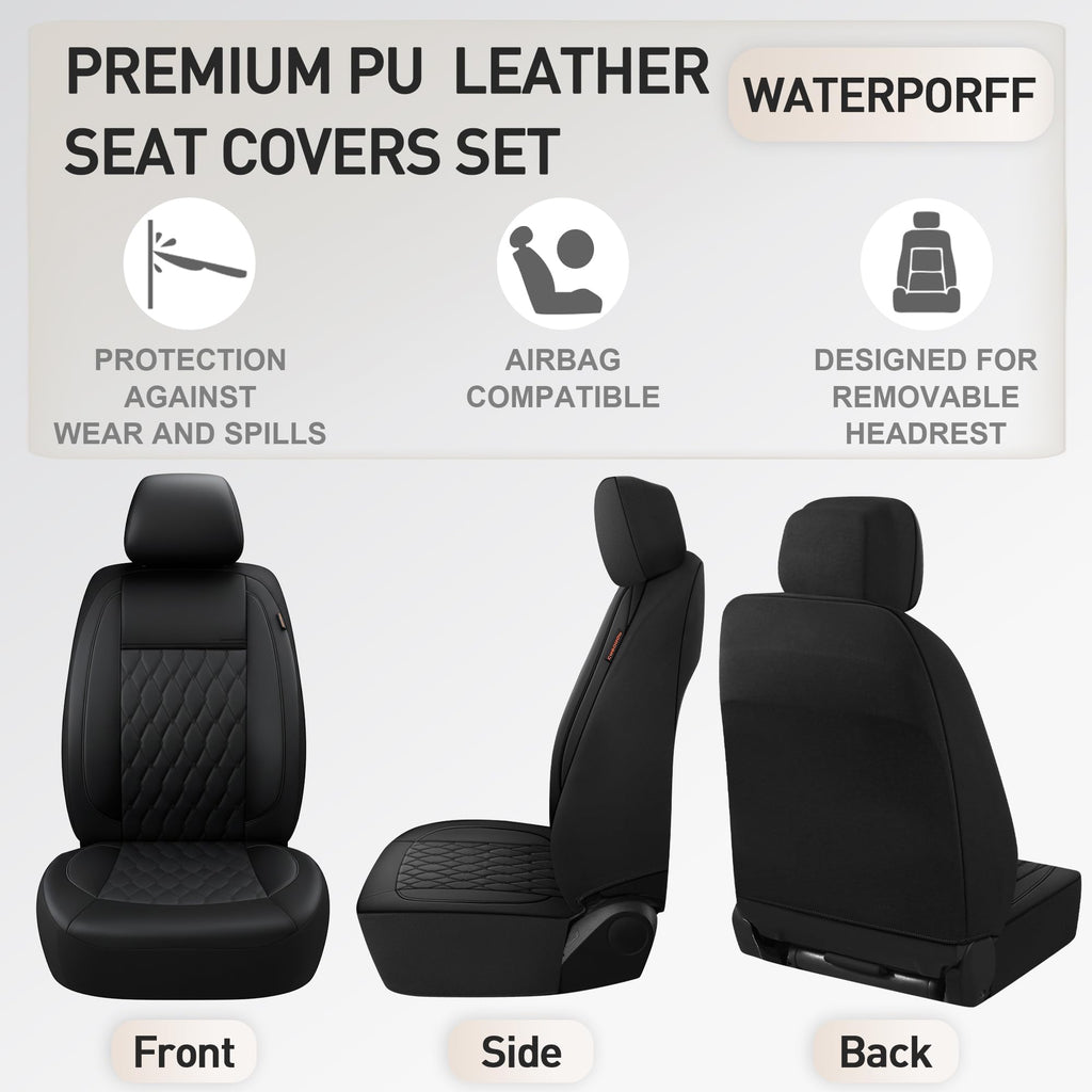 Faux Leather Car Seat Covers Full Set 5-Seat Black Z8732