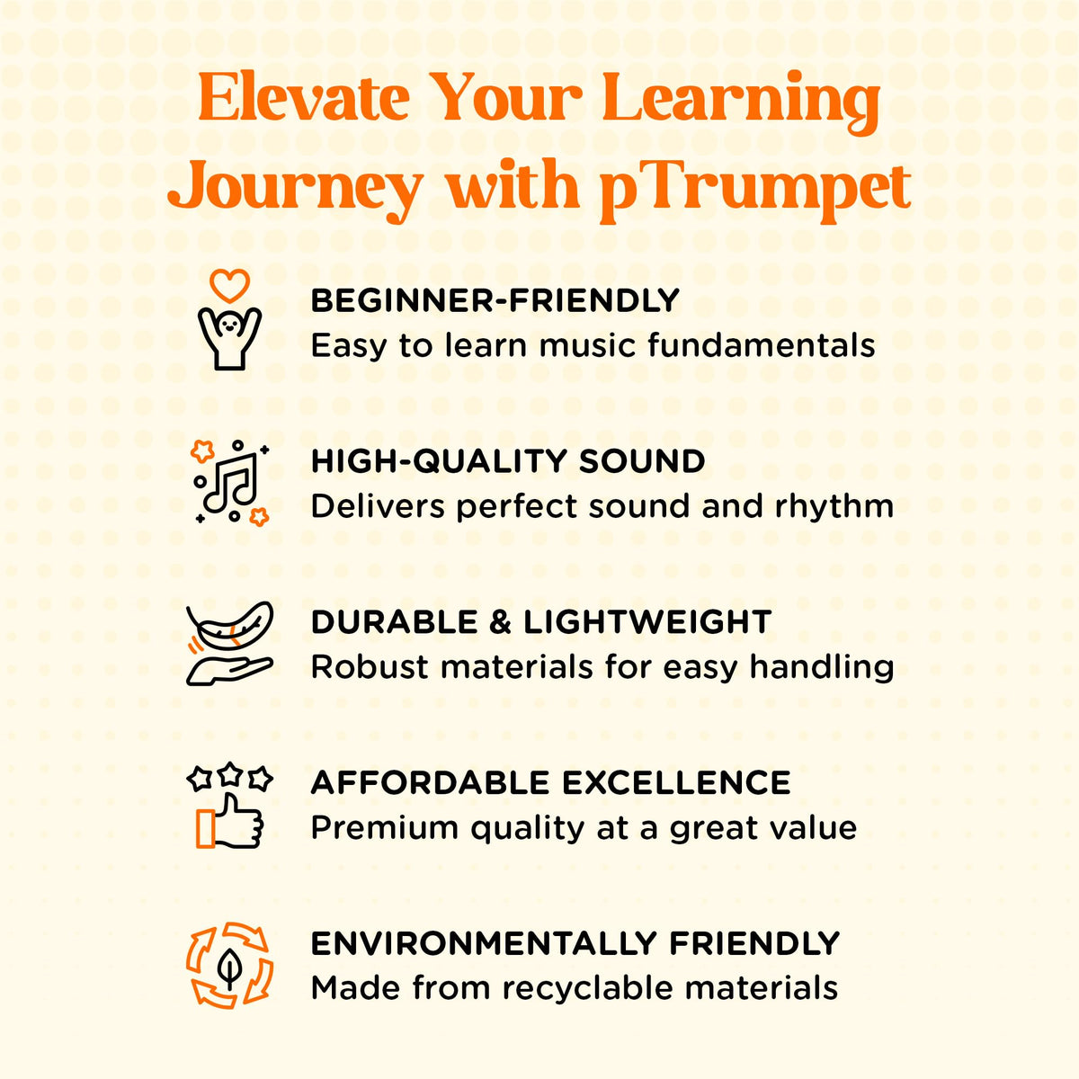 Bb Plastic Trumpet with 3C & 5C Mouthpieces and Carrying Bag F40405