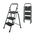 Portable Steel Folding Step Stool, 3-Step, Black D89824