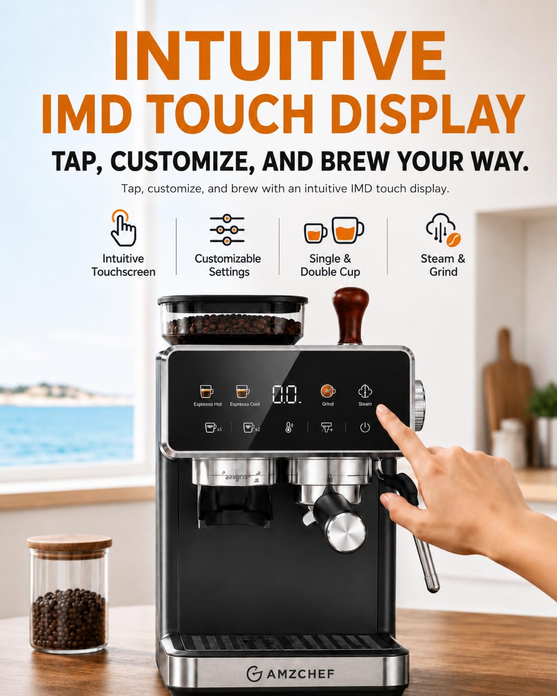 Black 20 Bar Espresso Machine with Grinder I604713