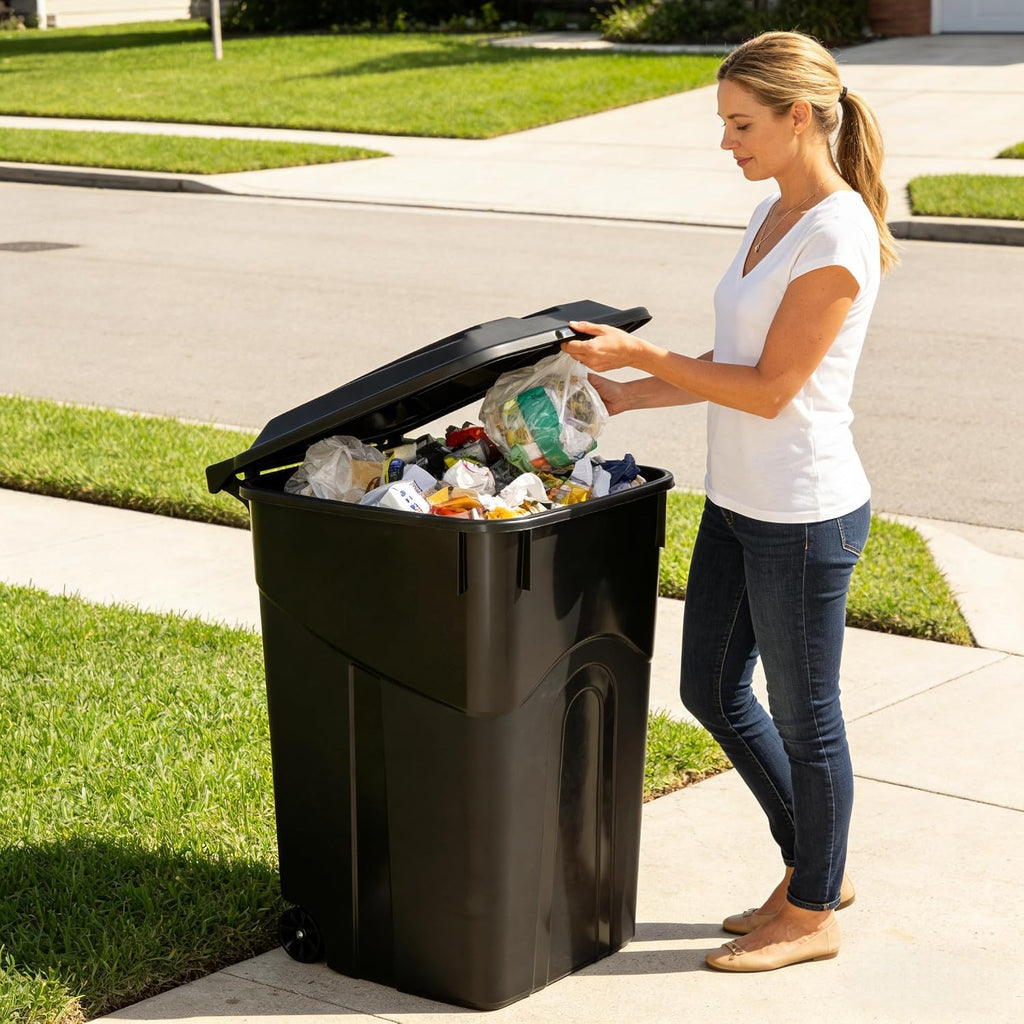 45 Gallon Outdoor Trash Can with Wheels and Lid K78397