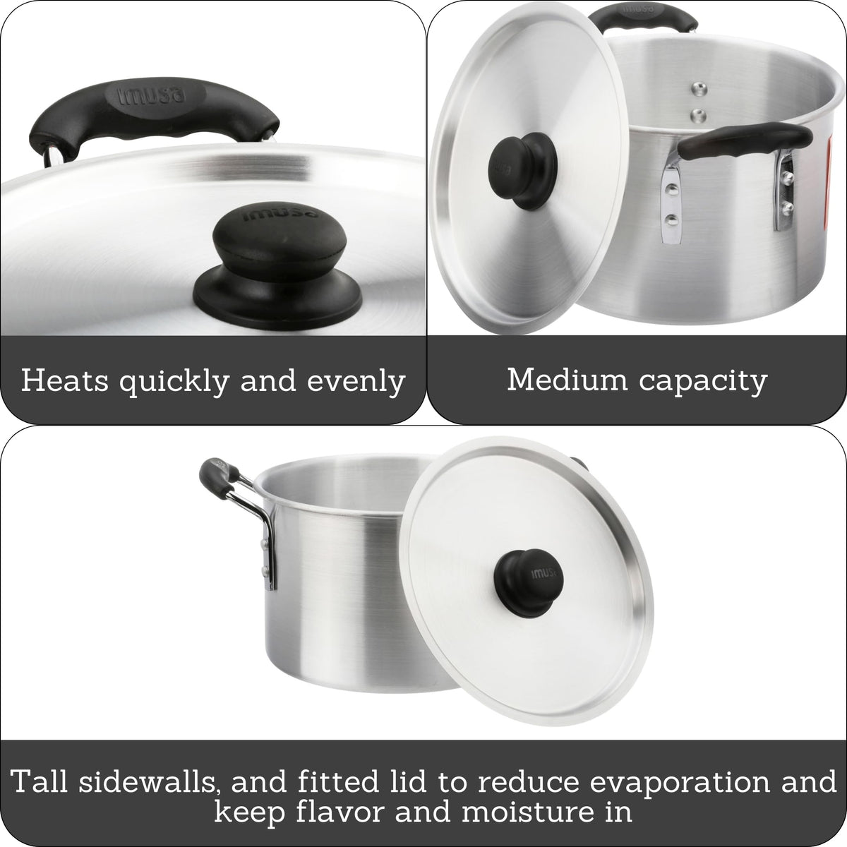 Silver 8 Quart Aluminum Stock Pot with Lid O589753