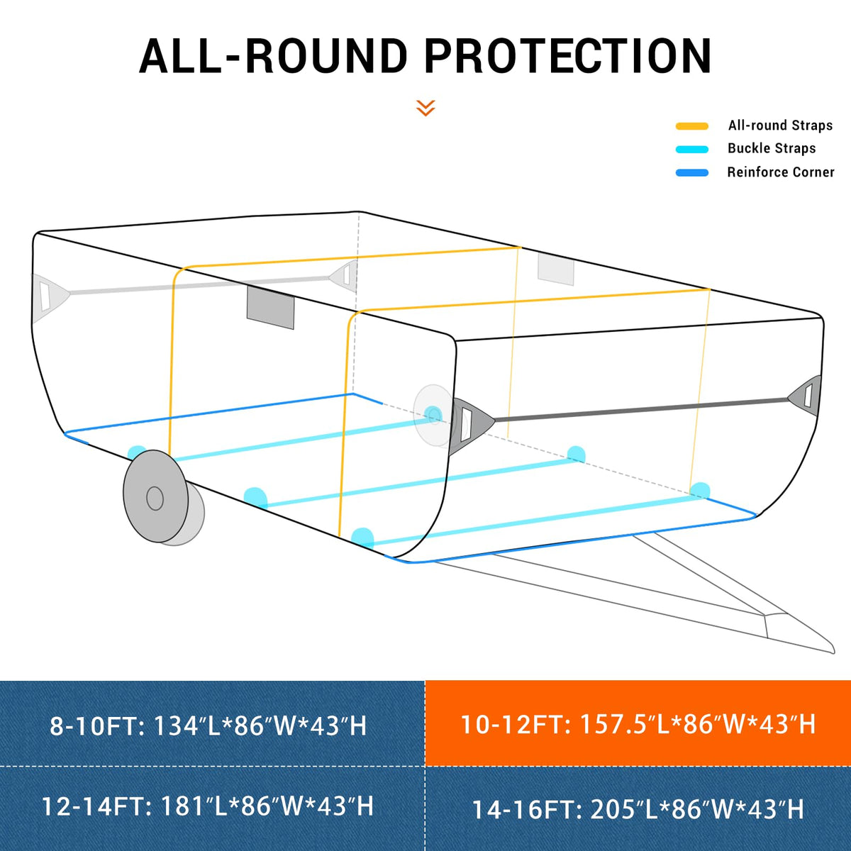 Folding Camper Cover Fits 10'-12' Trailers W111397