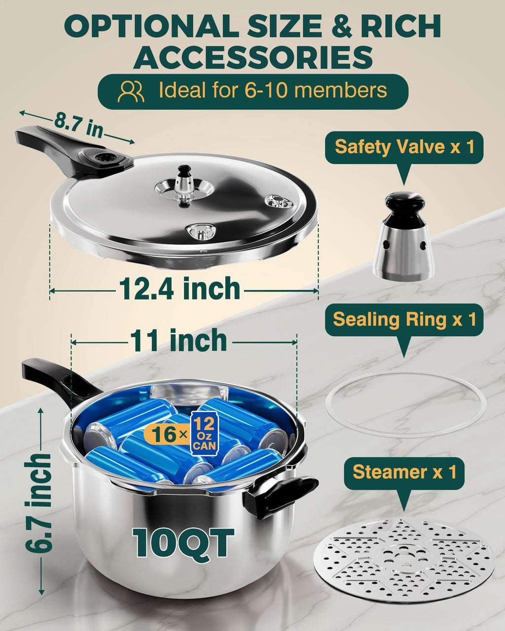 10 Quart Stainless Steel Pressure Cooker D527179