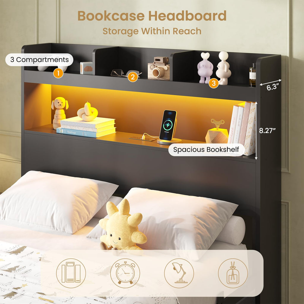 Twin Size Storage Bed Frame with 5 Drawers Q6650