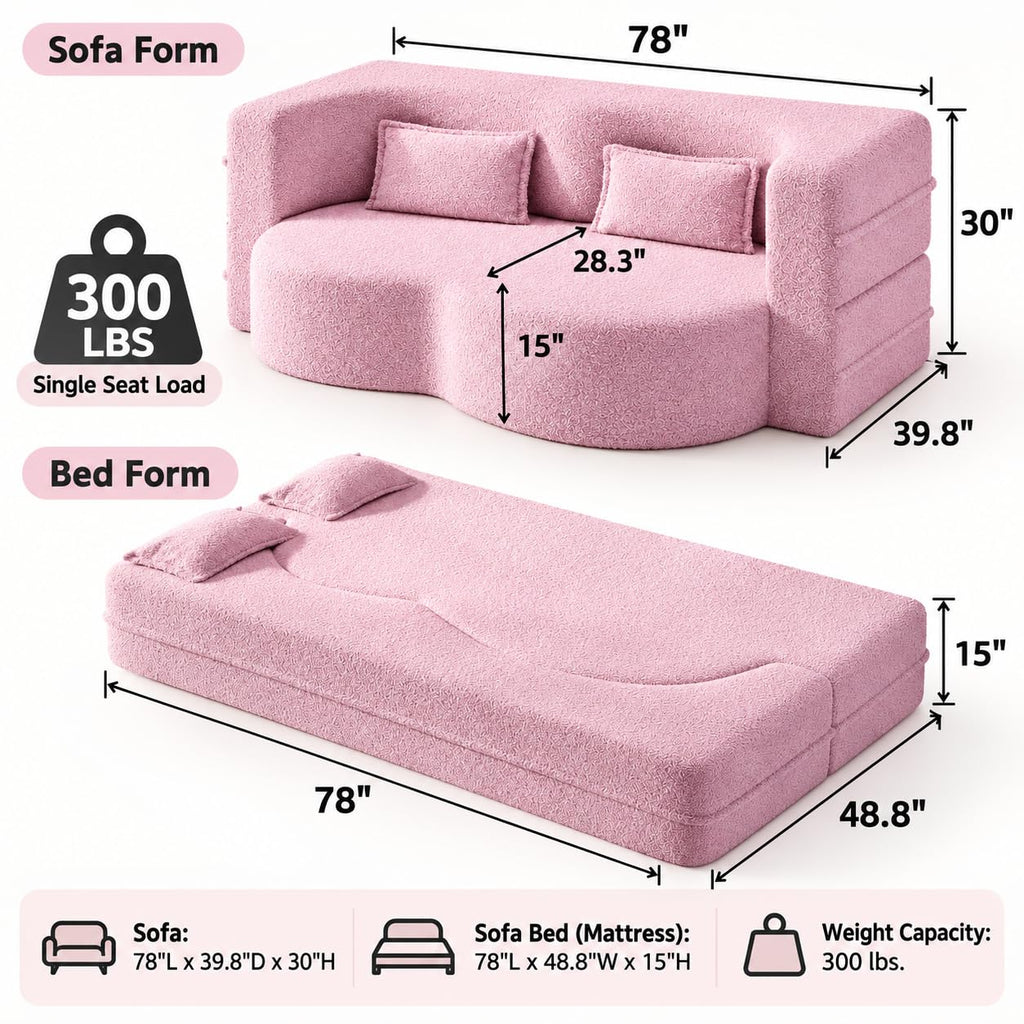 2-in-1 Convertible Sofa Bed with Pillows Z6617