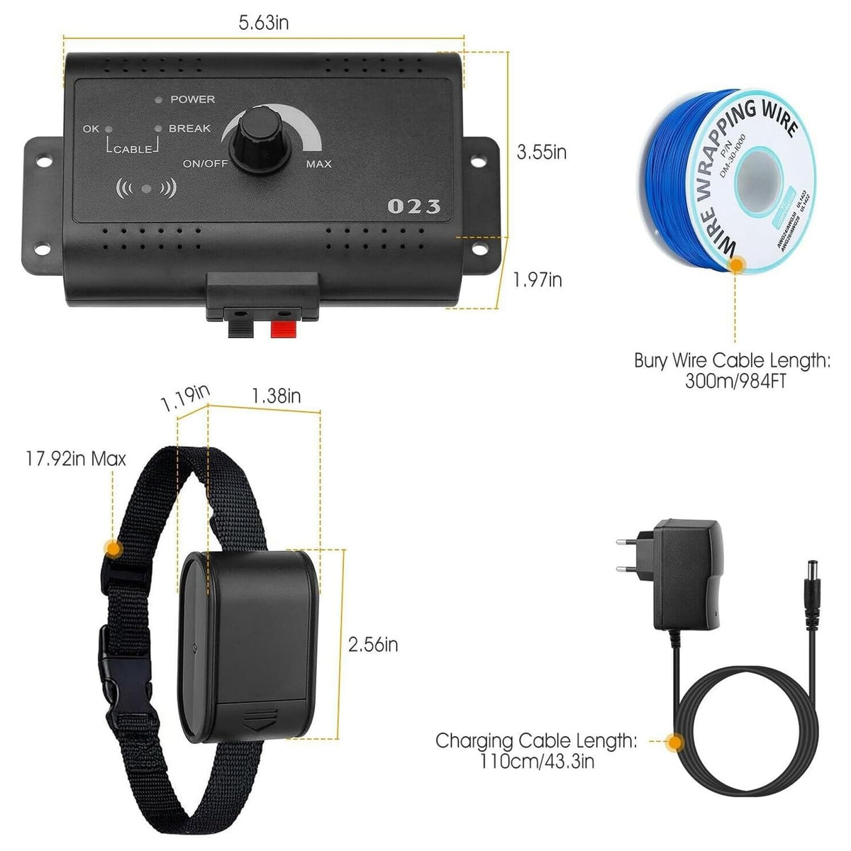 Electronic Dog Fence, In-ground/Aboveground Pet Containment System, Waterproof Training Collar P104