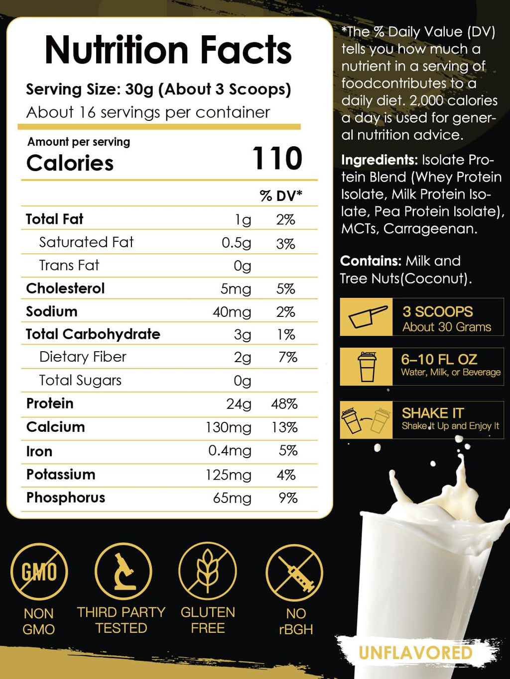 Unflavored Whey & Pea Protein Powder Y14505