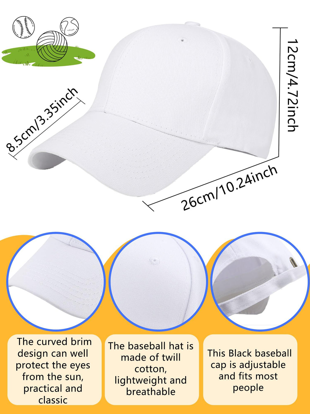 Cotton White Baseball Cap L553223