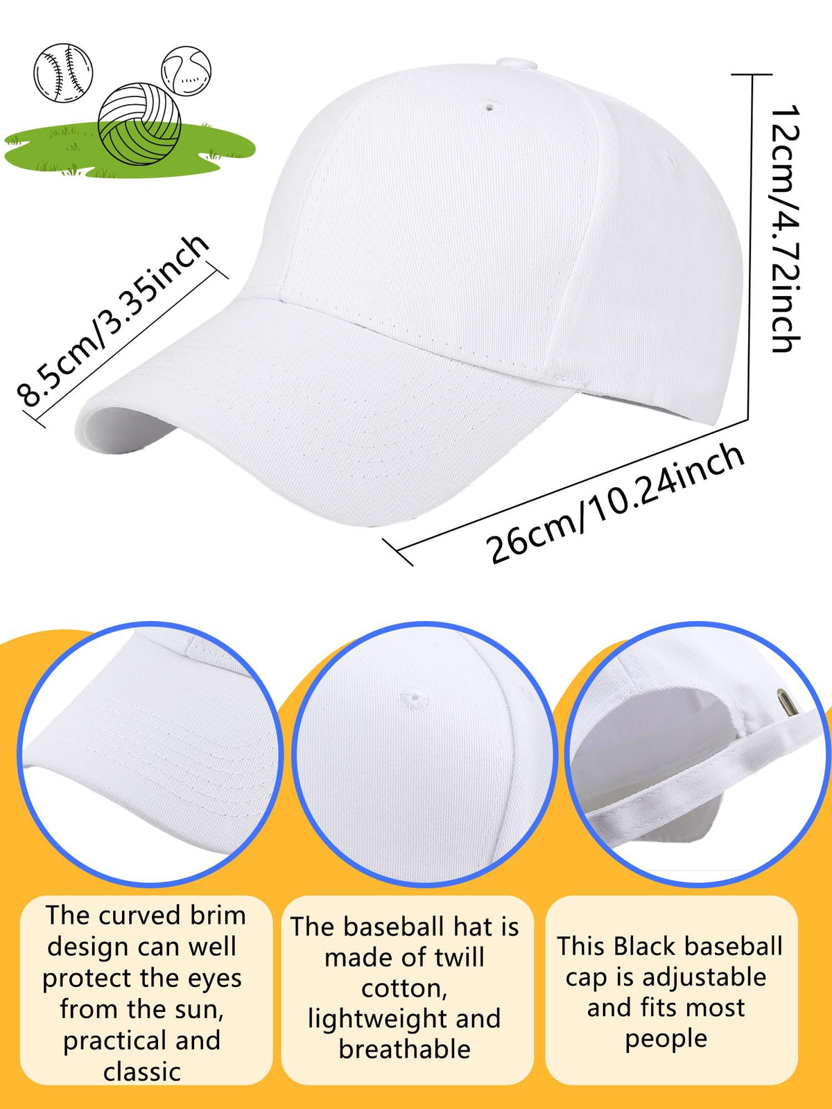 Cotton White Baseball Cap L553223