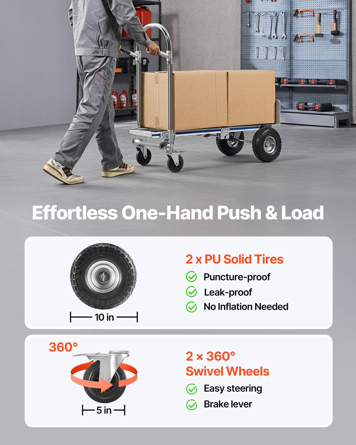 2 in 1 Convertible Hand Truck Dolly 1000 lbs W264467