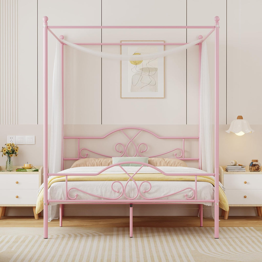 Full Size Canopy Bed Frame with 4 Posters R81851