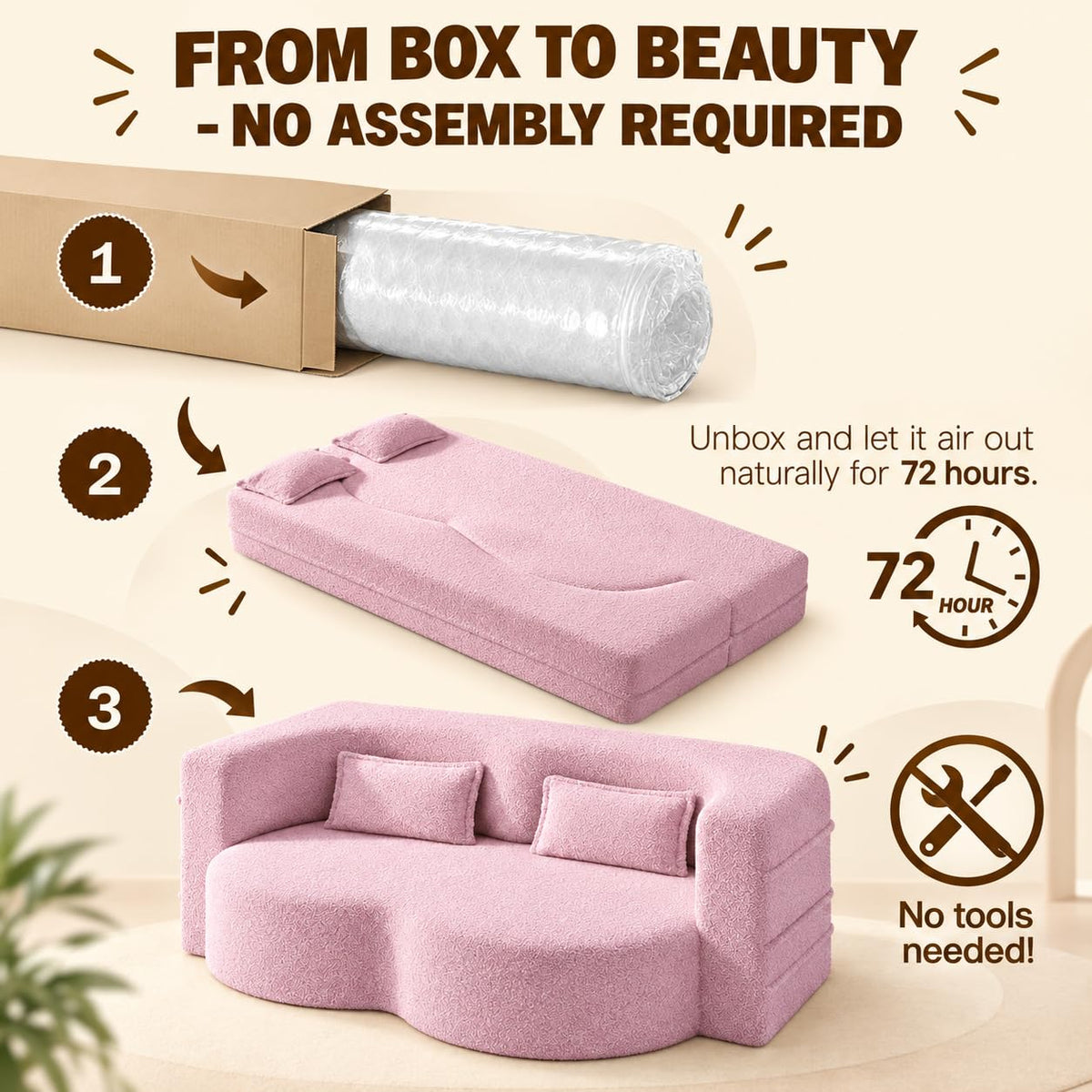 2-in-1 Convertible Sofa Bed with Pillows Z6617