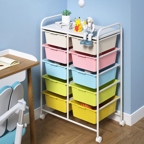 10 Drawers Rolling Plastic Storage Cart with Metal Frame U160