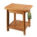 Teak Shower Bench with Towel Bars & Storage Shelf T88146