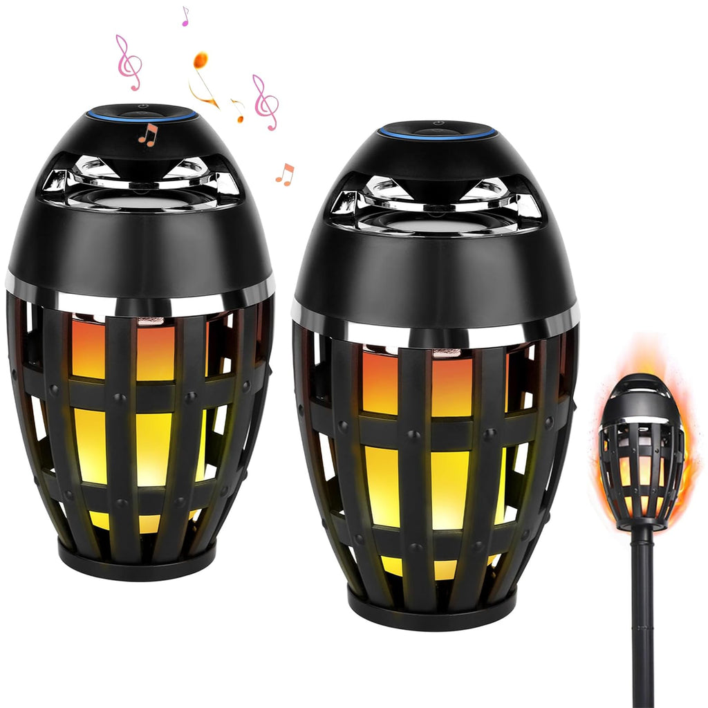 2 Pack Outdoor Bluetooth Flame Speakers with Stakes D966216