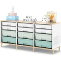 12 Drawers Storage Cabinet with Wooden Top and Plastic Bins S6958