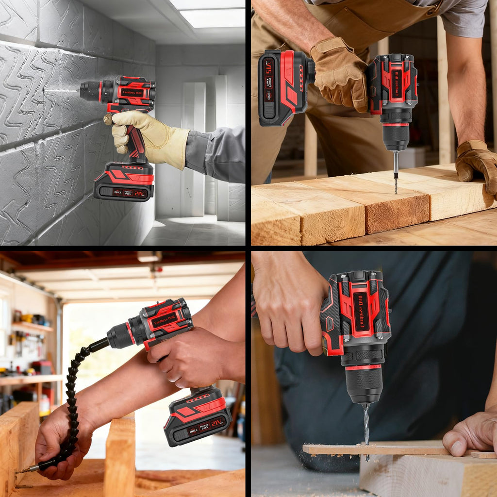 21V Brushless Cordless Drill Set with Charger, 3/8" Keyless Chuck, 87Pcs Accessories X28269