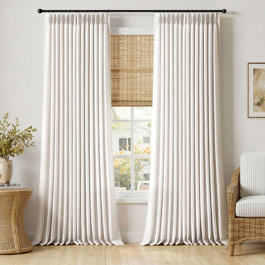 120 Inches Long 2 Panels Linen Curtains T883635