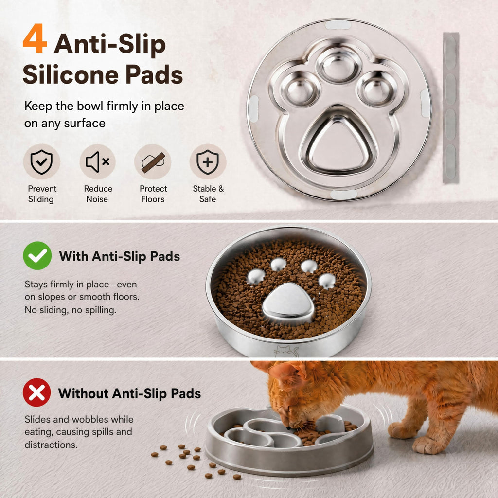 Stainless Steel Slow Feeder Cat Bowl X7220