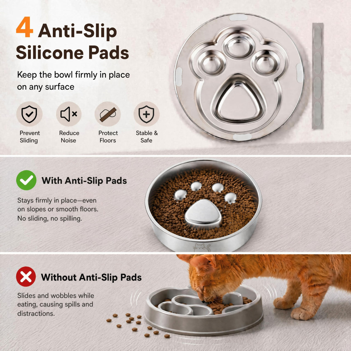 Stainless Steel Slow Feeder Cat Bowl X7220