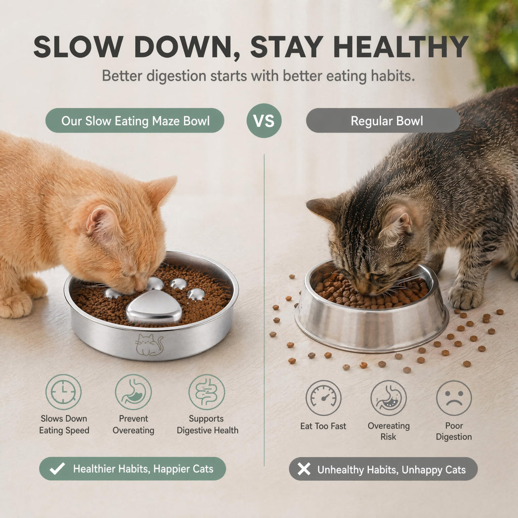 Stainless Steel Slow Feeder Cat Bowl X7220