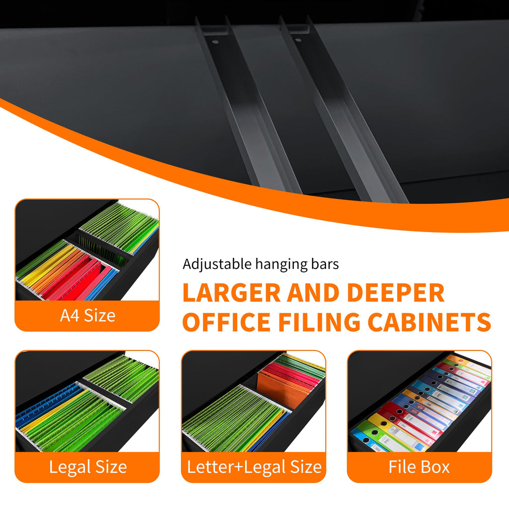 4 Drawer Black Metal File Cabinet with Lock R886