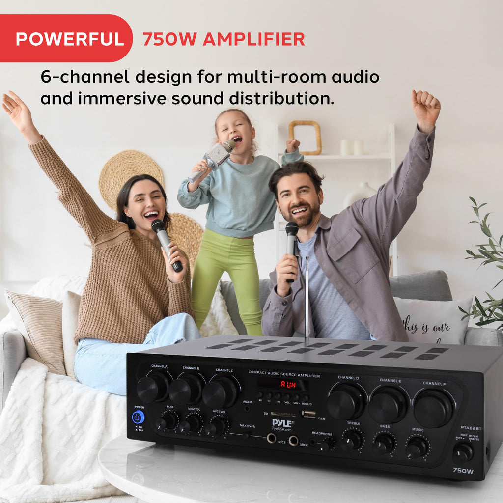 Wireless Bluetooth 6 Channel 750W Karaoke Amplifier Y96911