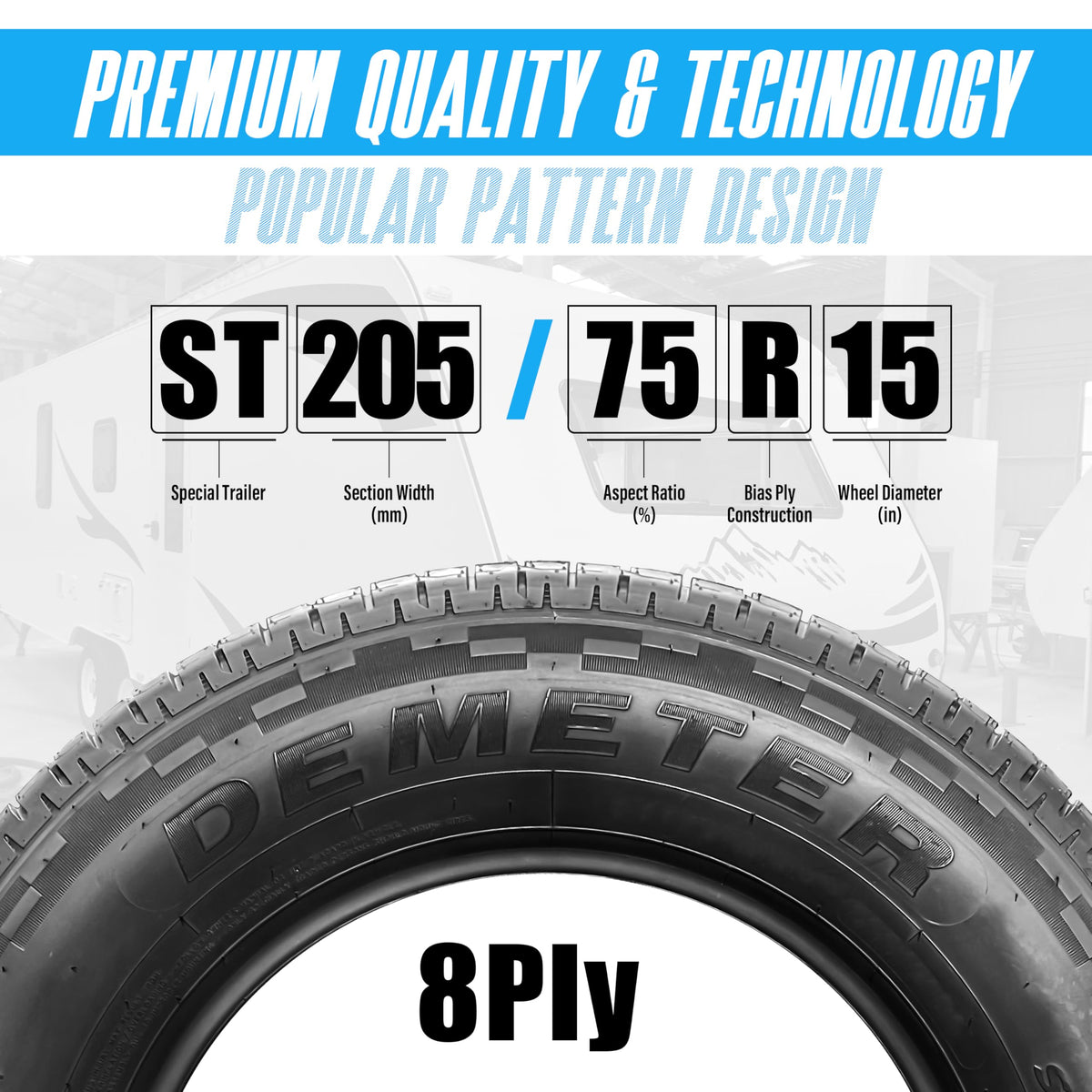 4 Radial Trailer Tires 205/75R15 8 Ply L6346