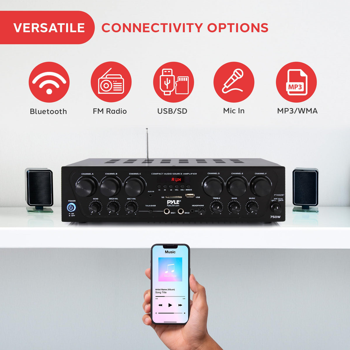 Wireless Bluetooth 6 Channel 750W Karaoke Amplifier Y96911