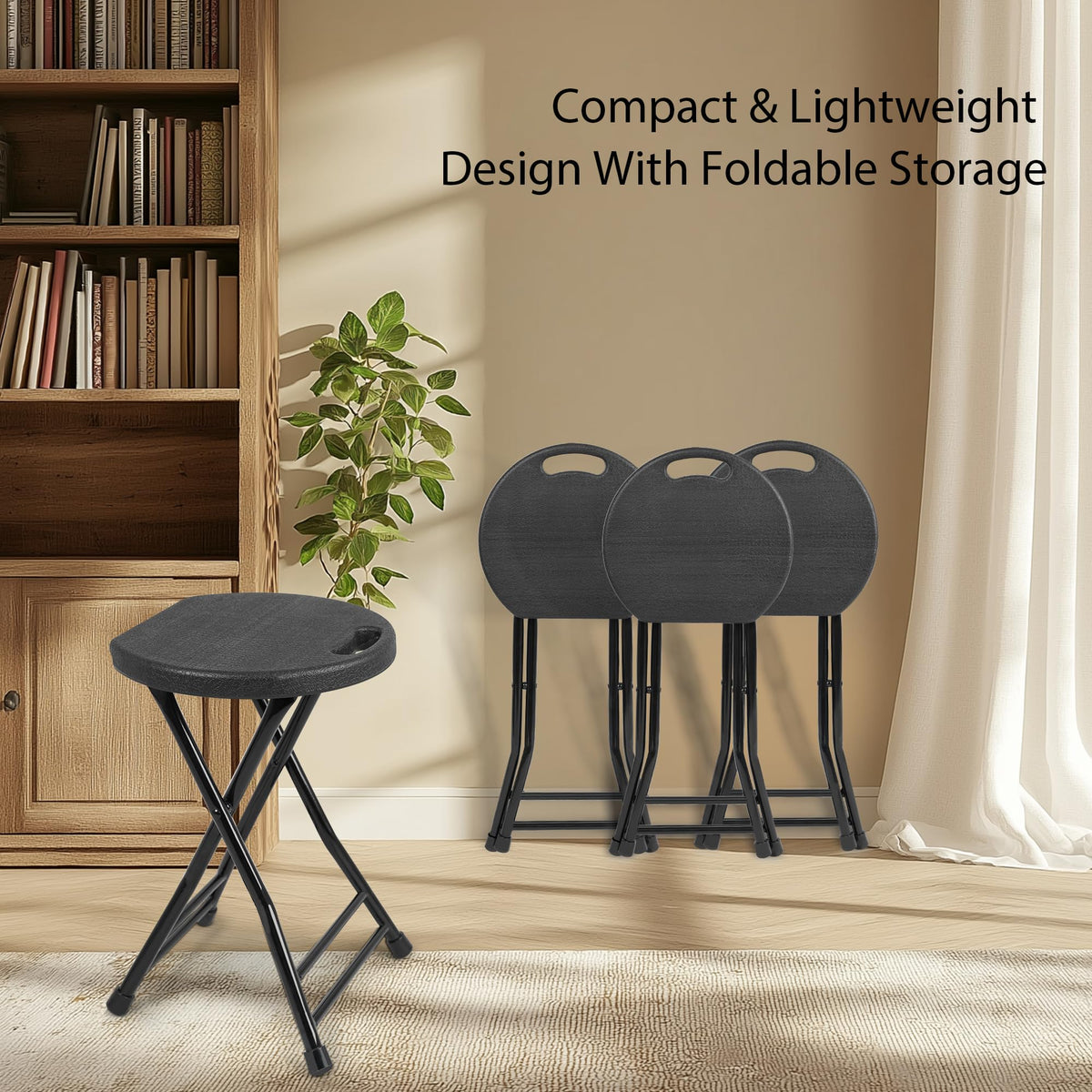 Folding Stool with Handle and Non-Slip Feet Z220561
