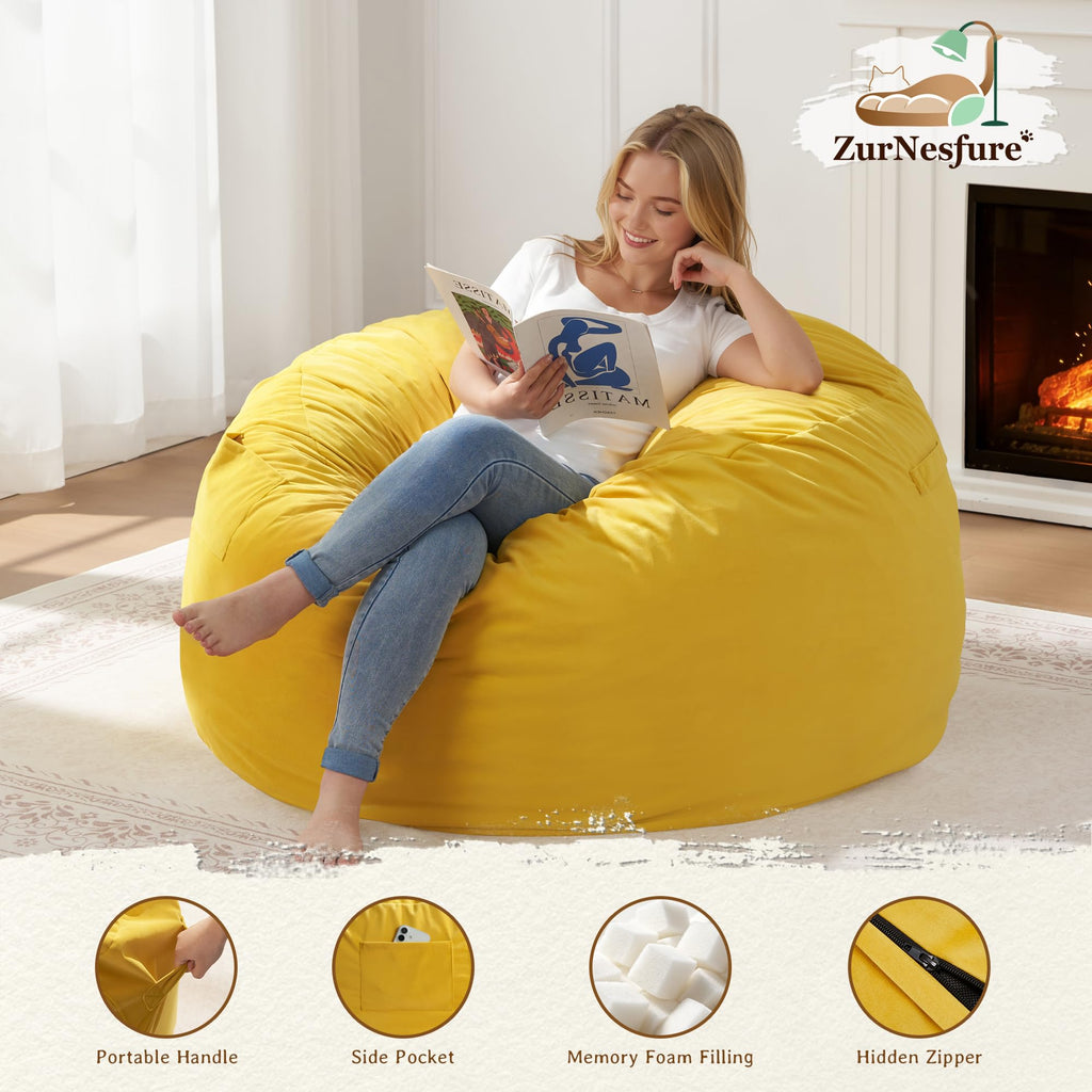 Yellow Memory Foam Bean Bag Chairs L65649