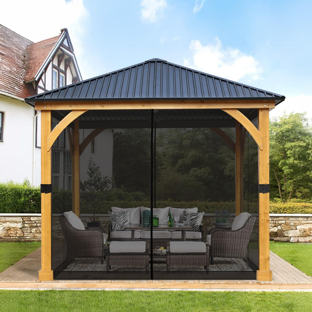 10' x 10' Black Gazebo Netting Screen Replacement Y14273