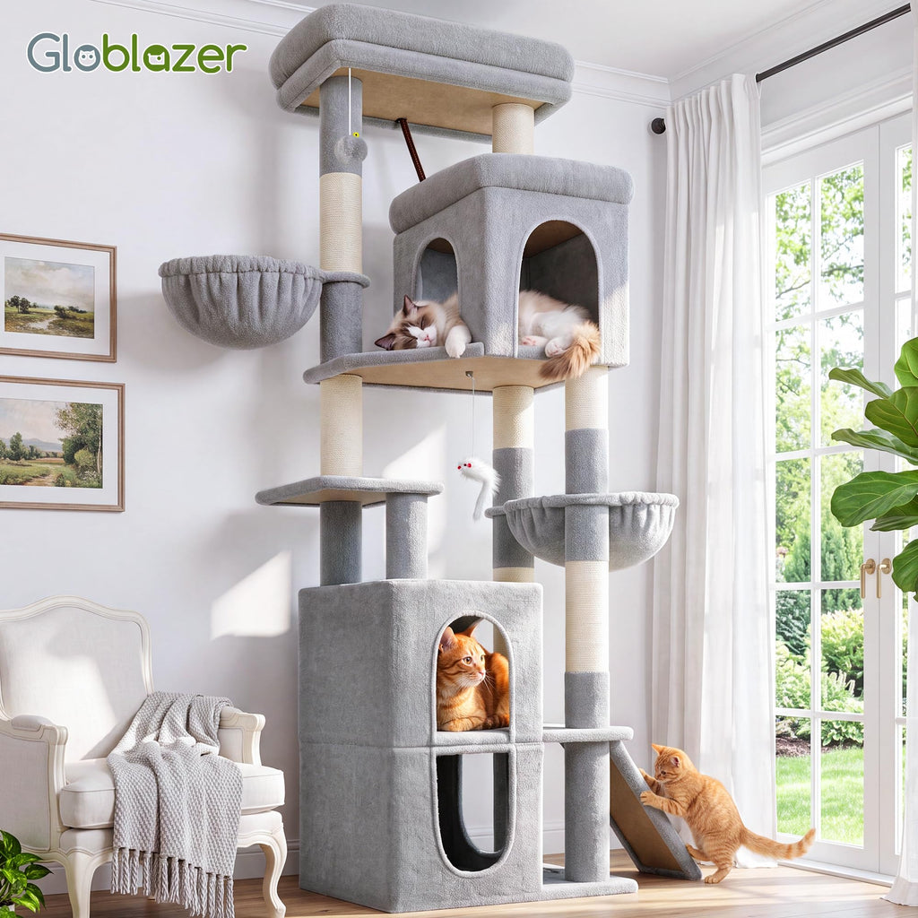 70 inch Light Grey Cat Tree Condos S76697