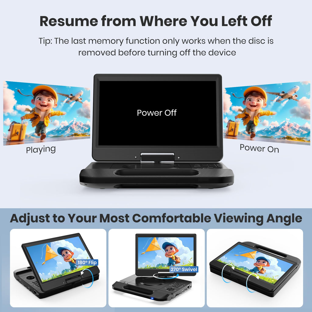 12.5" Portable Blu-ray Player with 10.5" 1080P Swivel Screen O622311