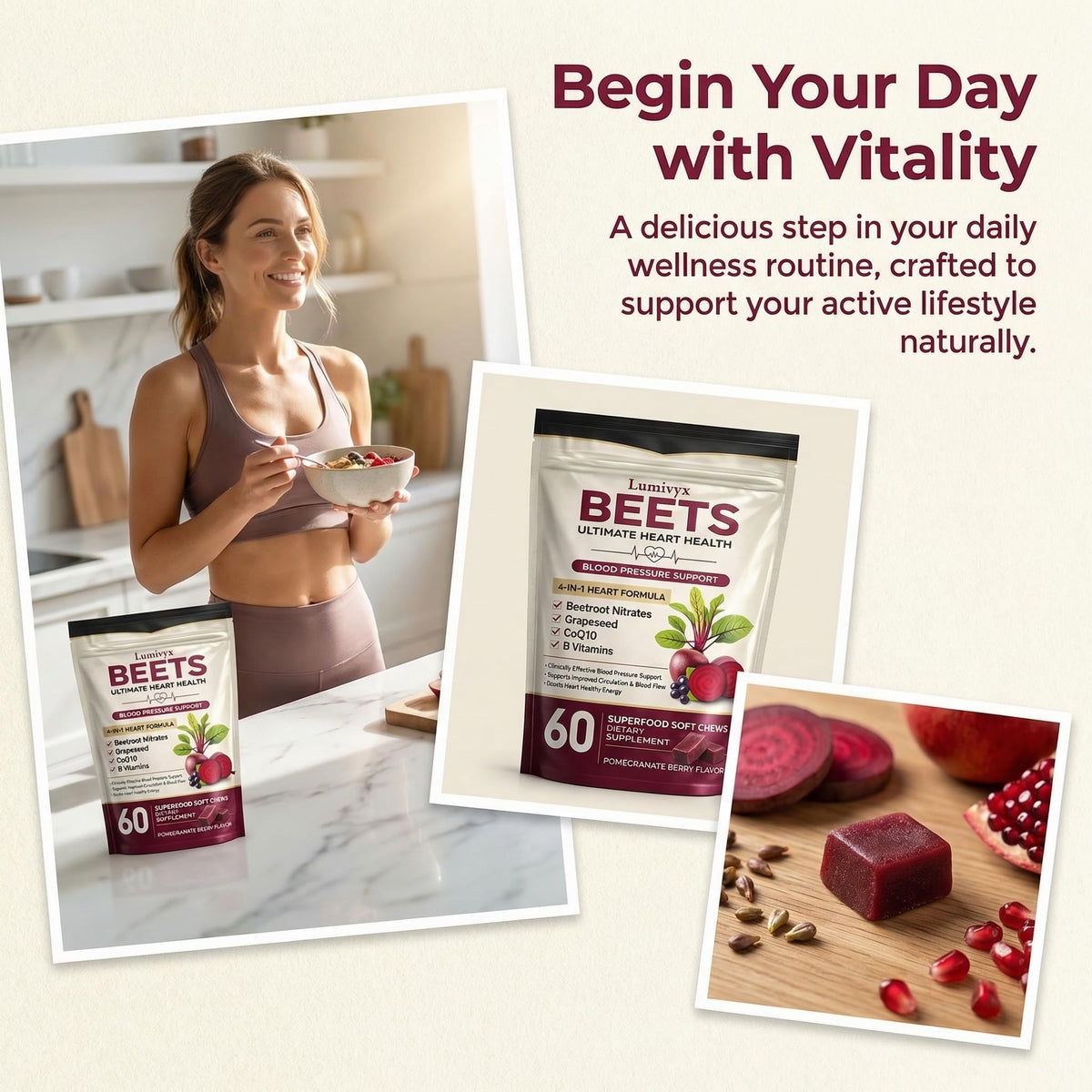 Beet Chews with Grape Seed Extract & CoQ10 - 60 Chews G1563